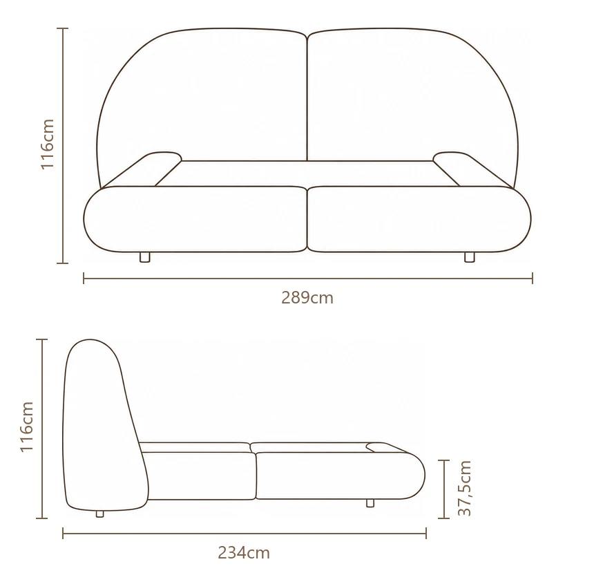 Desenho técnico com medidas da Cama Aurora, tamanho king