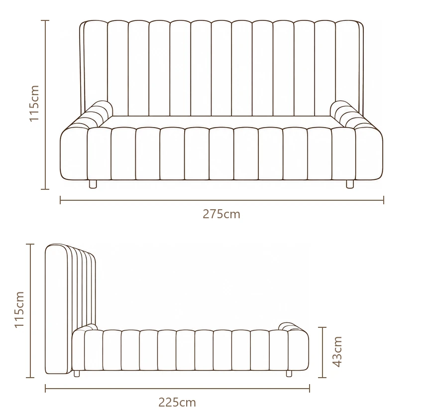 Desenho técnico com medidas da Cama Ondare, tamanho king